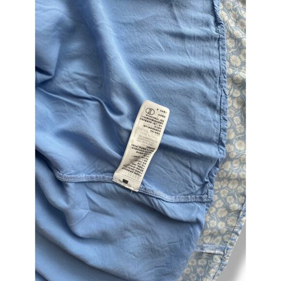 Abercrombie A&F Blue Floral Midi Dress Smocked Bodice Pockets Slit Size S - Picture 8 of 9